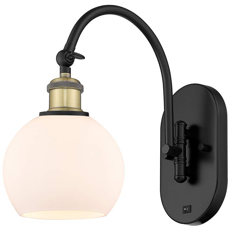 Image 1 Ballston Athens 6" LED Sconce- Black Brass Finish - Matte White Shade