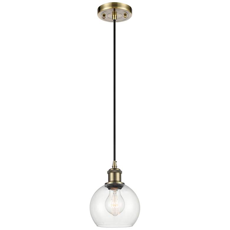 Image 1 Ballston Athens 6 inch Mini Pendant - Antique Brass - Clear Shade