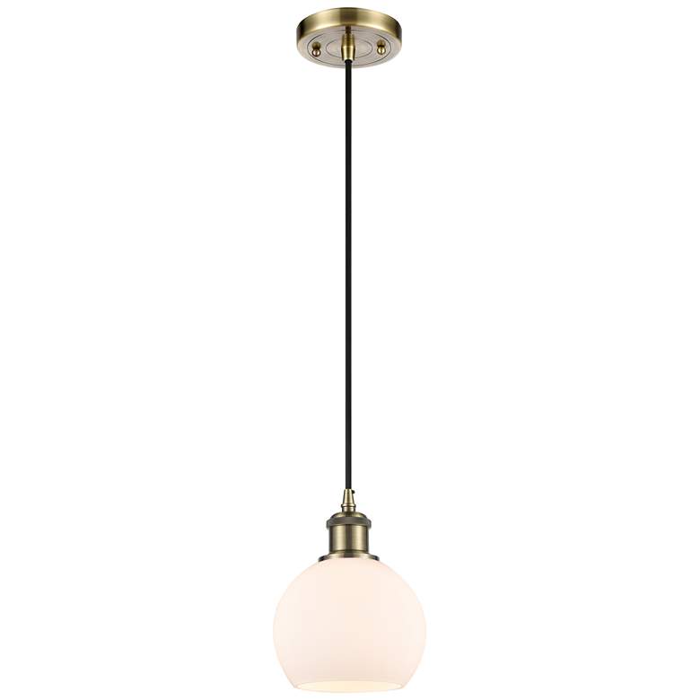 Image 1 Ballston Athens 6" Mini Pendant - Antique Brass - Matte White Shade