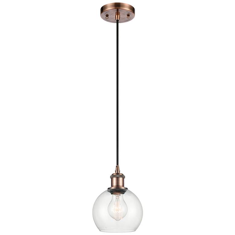 Image 1 Ballston Athens 6" Mini Pendant - Antique Copper - Clear Shade