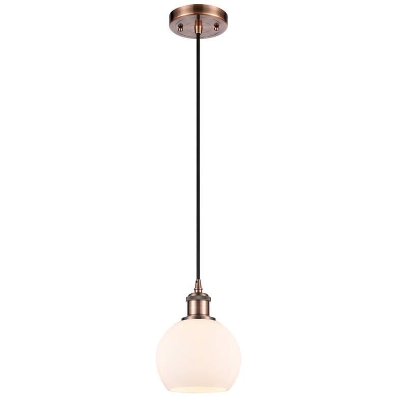 Image 1 Ballston Athens 6" Mini Pendant - Antique Copper - Matte White Shade