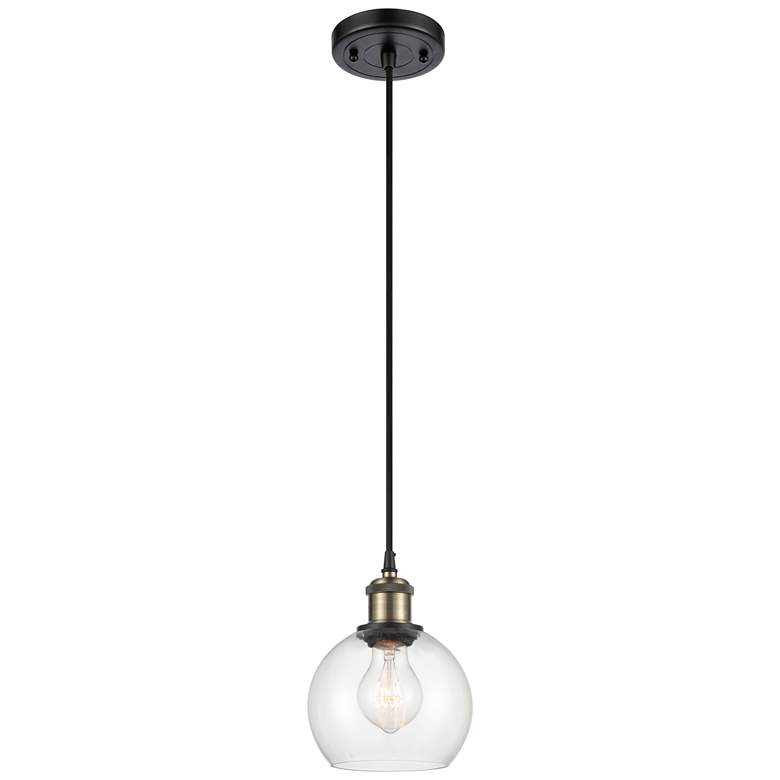 Image 1 Ballston Athens 6" Mini Pendant - Black Antique Brass - Clear Shade