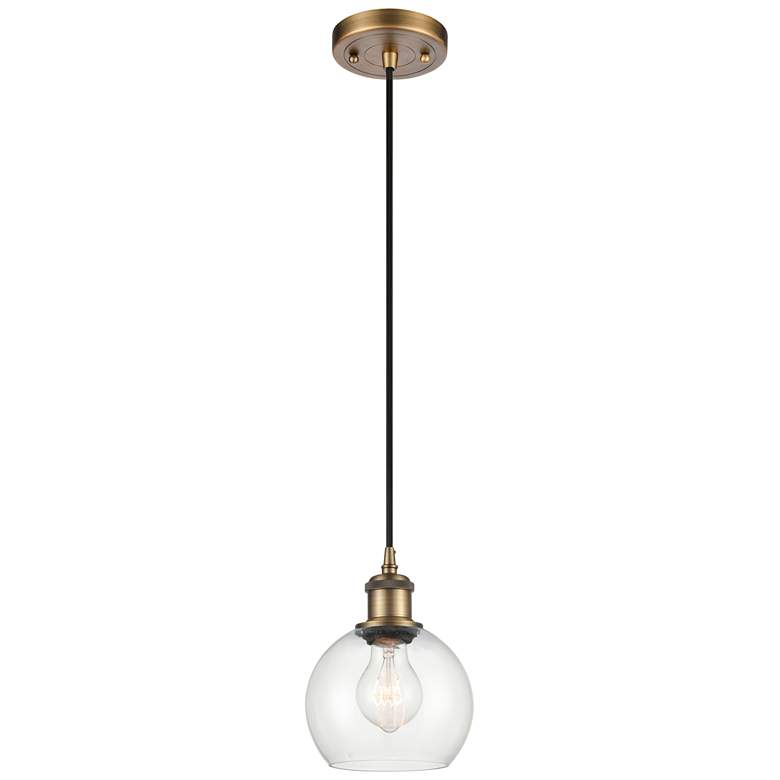 Image 1 Ballston Athens 6" Mini Pendant - Brushed Brass - Clear Shade