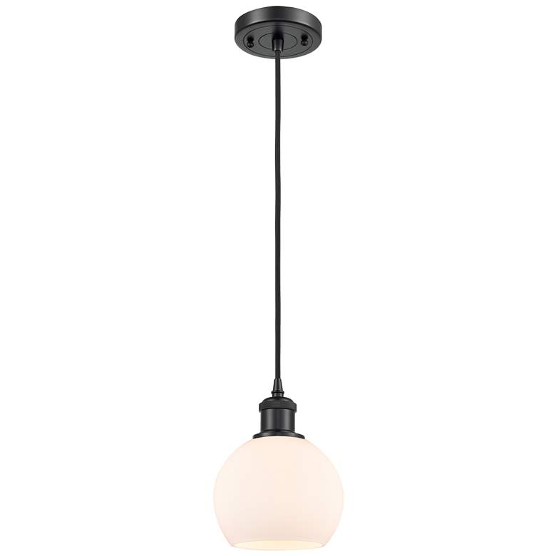 Image 1 Ballston Athens 6" Mini Pendant - Matte Black - Matte White Shade