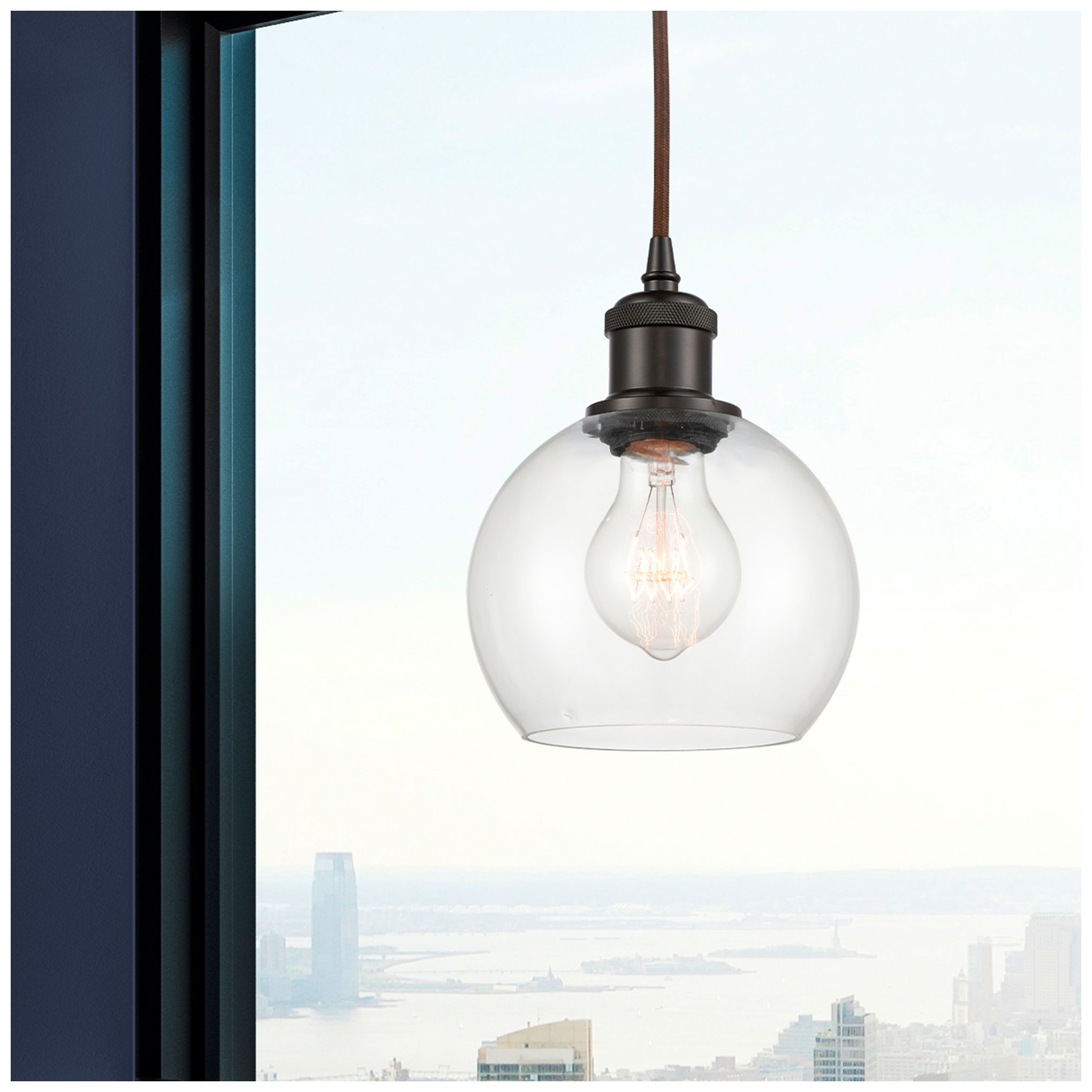 Image 2 Ballston Athens 6" Mini Pendant - Oil Rubbed Bronze - Clear Shade more views