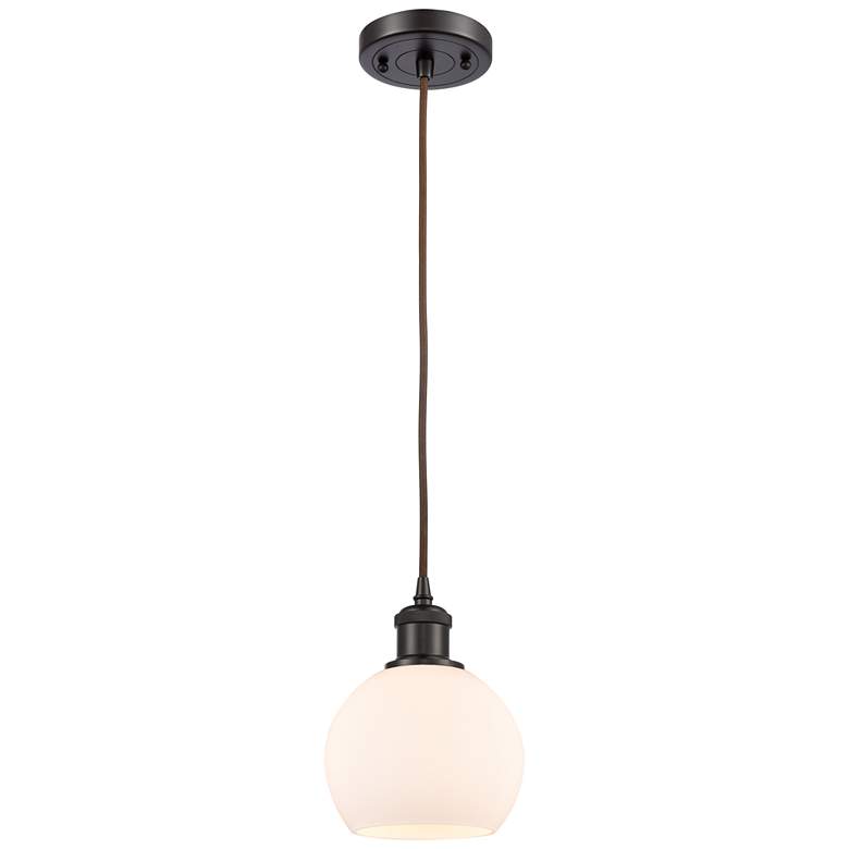 Image 1 Ballston Athens 6" Mini Pendant - Oil Rubbed Bronze - Matte White Shad