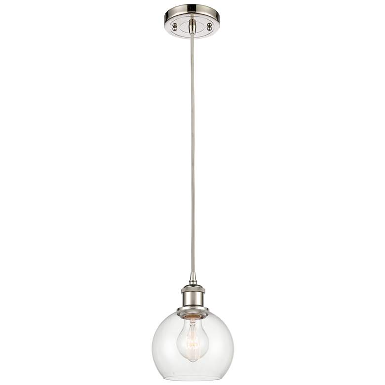 Image 1 Ballston Athens 6" Mini Pendant - Polished Nickel - Clear Shade