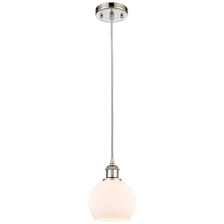 Image 1 Ballston Athens 6" Mini Pendant - Polished Nickel - Matte White Shade