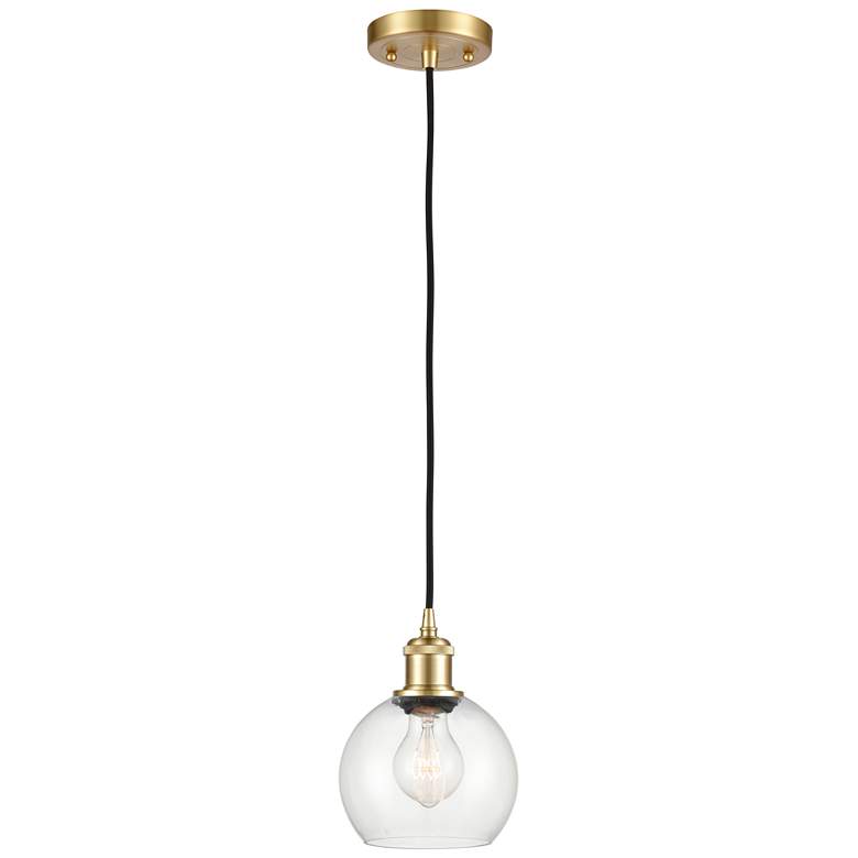 Image 1 Ballston Athens 6" Mini Pendant - Satin Gold - Clear Shade
