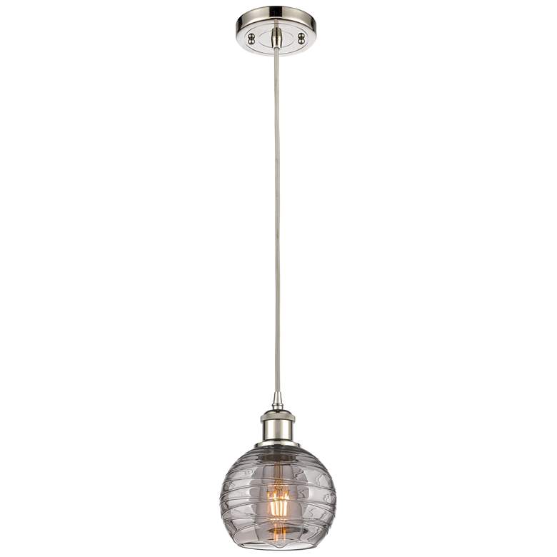 Image 1 Ballston Athens 6"W Polished Nickel Cord Mini Pendant w/ Smoke Swirl S