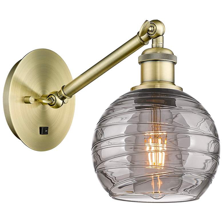 Image 1 Ballston Athens 8.13"H Antique Brass Adjustable Sconce w/ Smoke Swirl