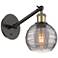 Ballston Athens 8.13"H Black Brass Adjustable Sconce w/ Smoke Swirl Sh