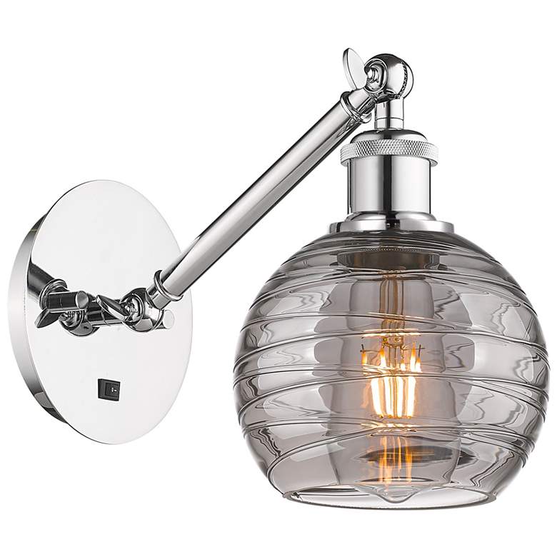 Image 1 Ballston Athens 8.13"H Chrome Adjustable Sconce w/ Smoke Swirl Shade