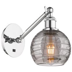 Ballston Athens 8.13"H Chrome Adjustable Sconce w/ Smoke Swirl Shade