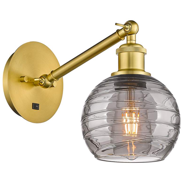 Image 1 Ballston Athens 8.13"H Gold Adjustable Sconce w/ Smoke Swirl Shade