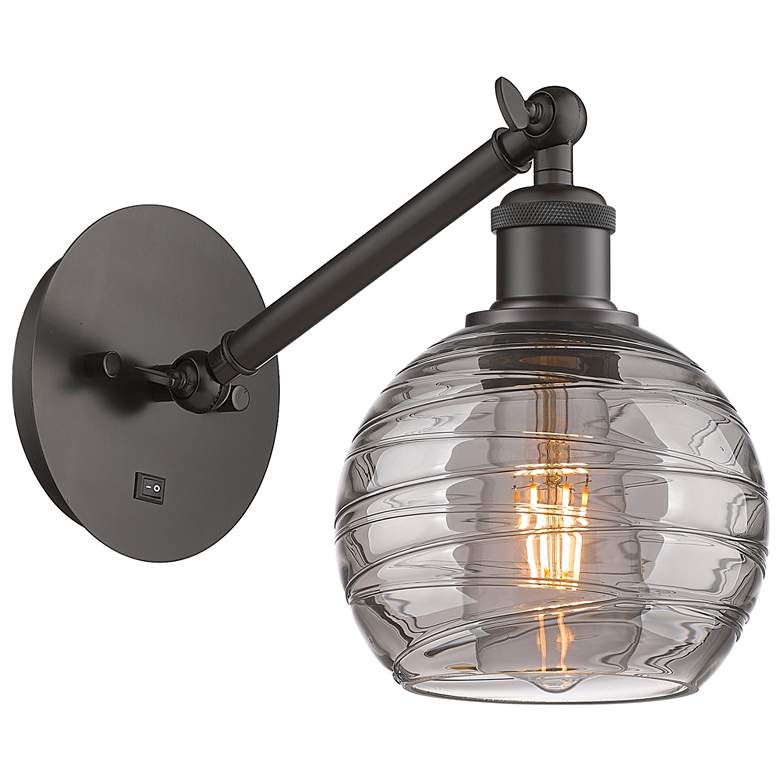 Image 1 Ballston Athens 8.13"H Oiled Bronze Adjustable Sconce w/ Smoke Swirl S