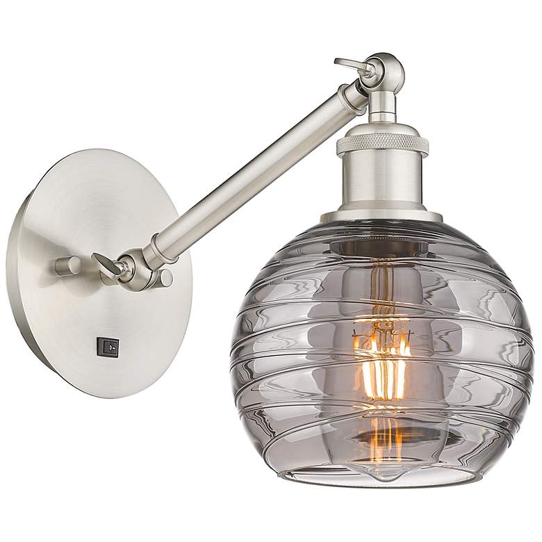Image 1 Ballston Athens 8.13"H Satin Nickel Adjustable Sconce w/ Smoke Swirl S