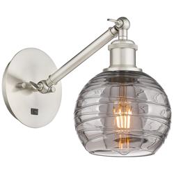 Ballston Athens 8.13"H Satin Nickel Adjustable Sconce w/ Smoke Swirl S