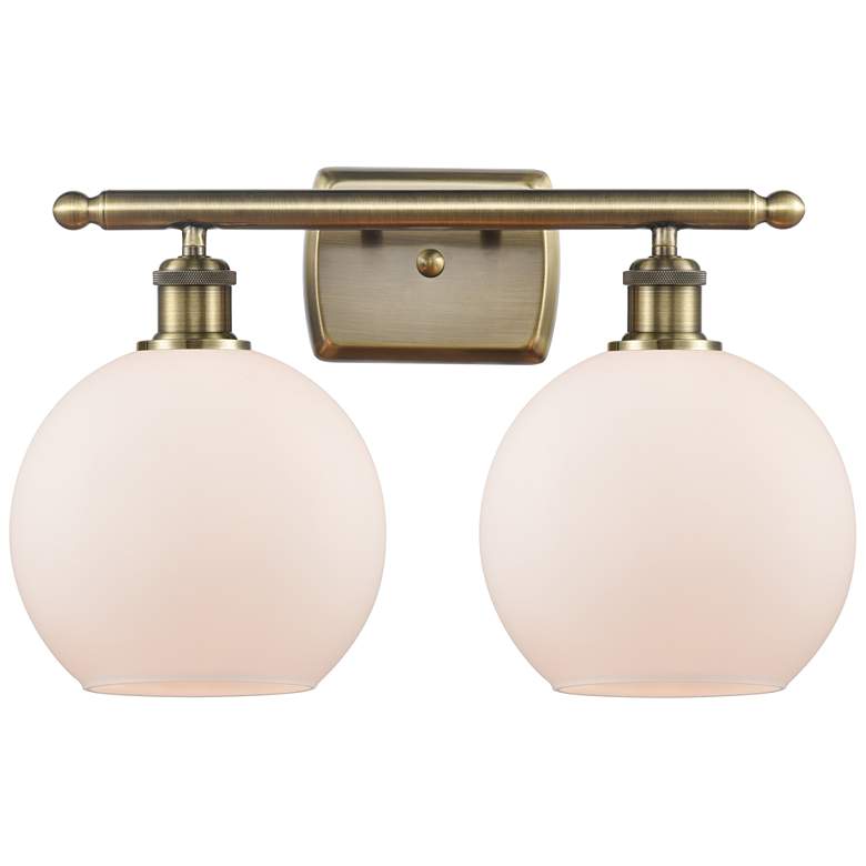 Image 1 Ballston Athens 8" 2 Light 18" Bath Light - Antique Brass - White