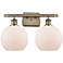 Ballston Athens 8" 2 Light 18" Bath Light - Antique Brass - White