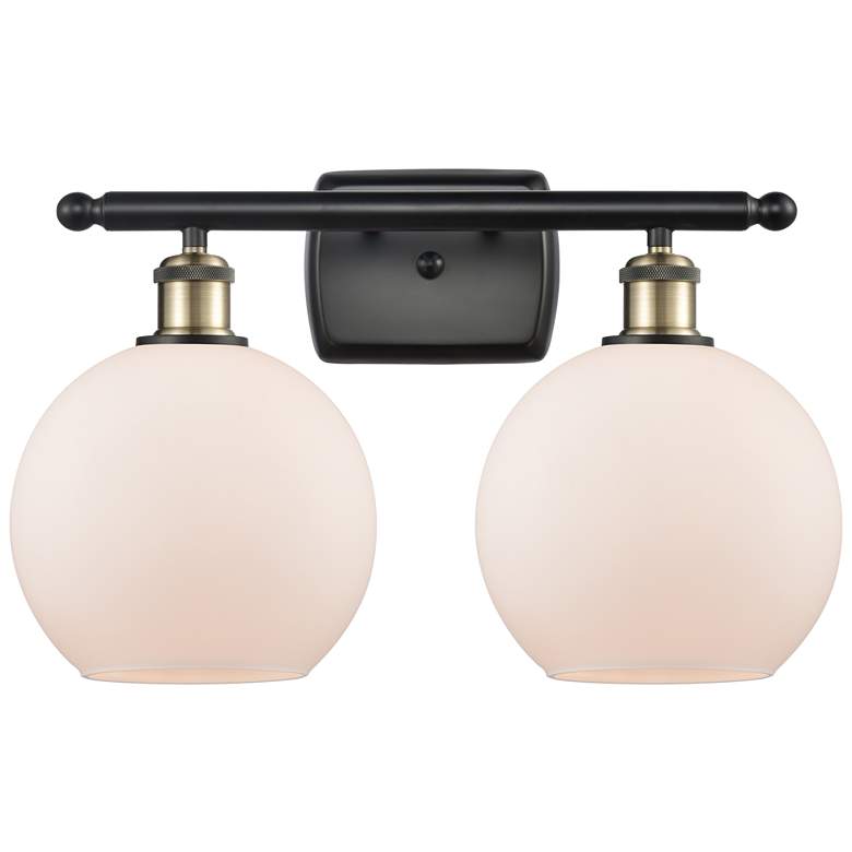 Image 1 Ballston Athens 8" 2 Light 18" Bath Light - Black Brass - White S