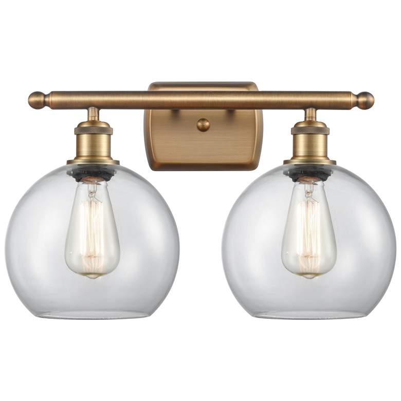 Image 1 Ballston Athens 8" 2 Light 18" Bath Light - Brushed Brass - Clear