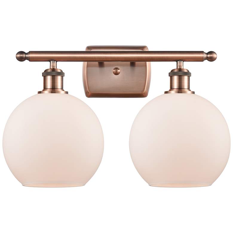Image 1 Ballston Athens 8" 2 Light 18" Bath Light - Copper - White Shade