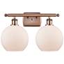 Ballston Athens 8" 2 Light 18" Bath Light - Copper - White Shade