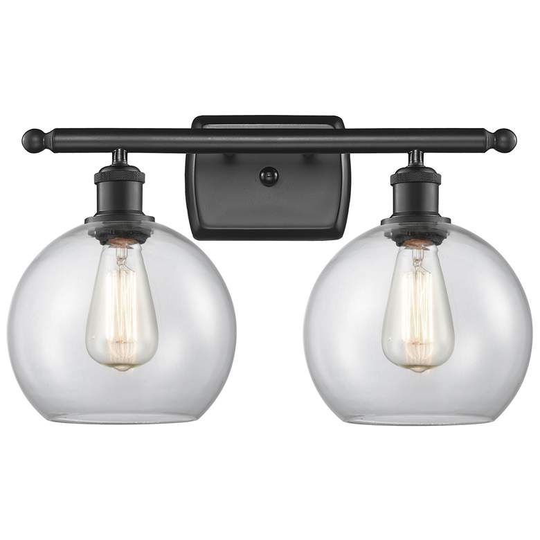 Image 1 Ballston Athens 8" 2 Light 18" Bath Light - Matte Black - Clear S