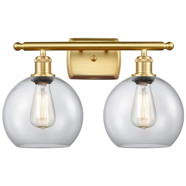 Image 1 Ballston Athens 8" 2 Light 18" Bath Light - Satin Gold - Clear Sh