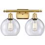 Ballston Athens 8" 2 Light 18" Bath Light - Satin Gold - Seedy Sh