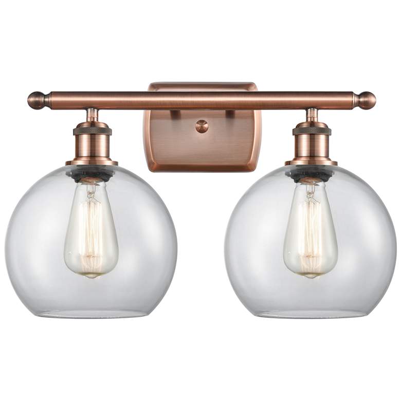 Image 1 Ballston Athens 8" 2 Light 18" LED Bath Light - Copper - Clear Sh