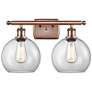 Ballston Athens 8" 2 Light 18" LED Bath Light - Copper - Clear Sh