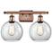 Ballston Athens 8" 2 Light 18" LED Bath Light - Copper - Clear Sh