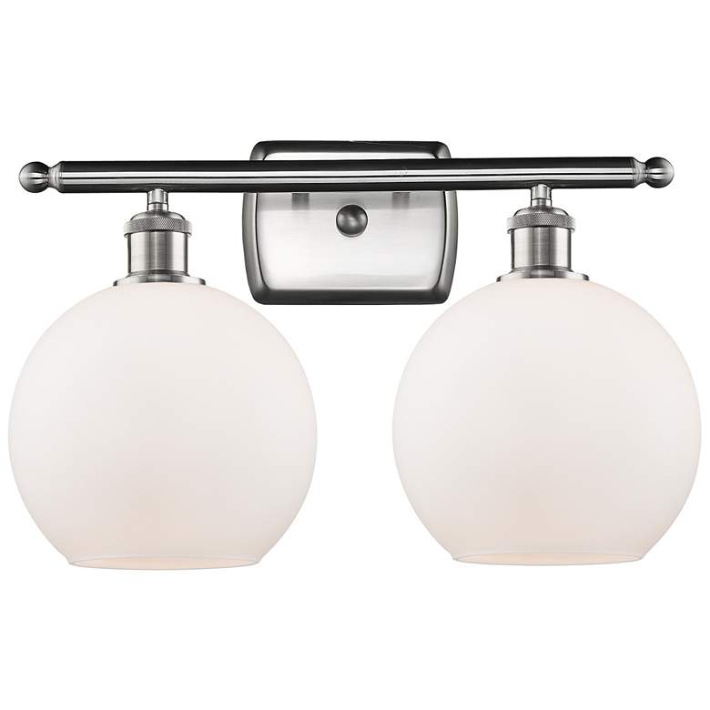 Image 1 Ballston Athens 8" 2 Light 18" LED Bath Light - Satin Nickel - Wh