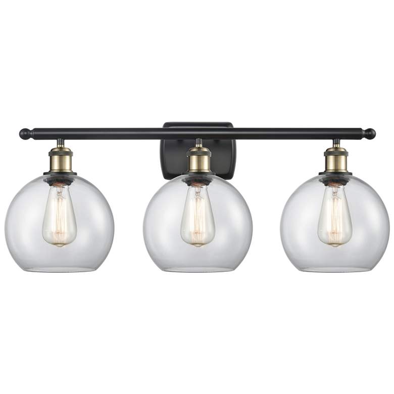 Image 1 Ballston Athens 8" 3 Light 26" Bath Light - Black Brass - Clear S