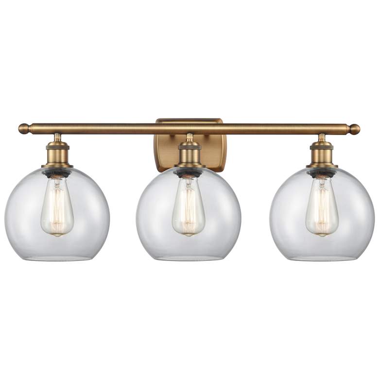 Image 1 Ballston Athens 8" 3 Light 26" Bath Light - Brushed Brass - Clear