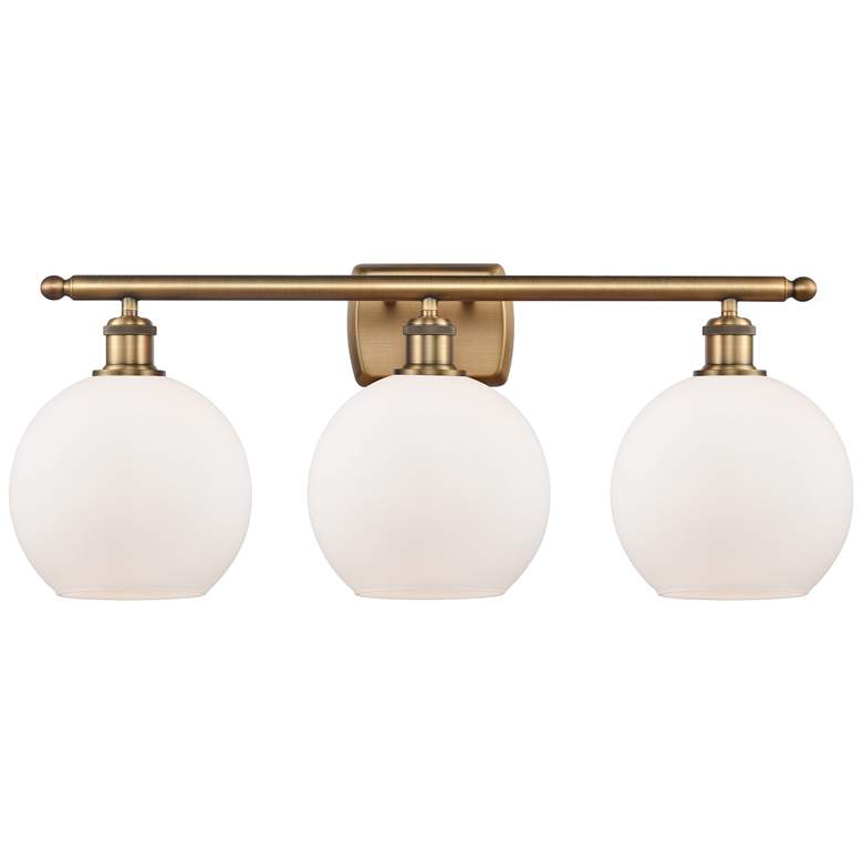 Image 1 Ballston Athens 8" 3 Light 26" Bath Light - Brushed Brass - White