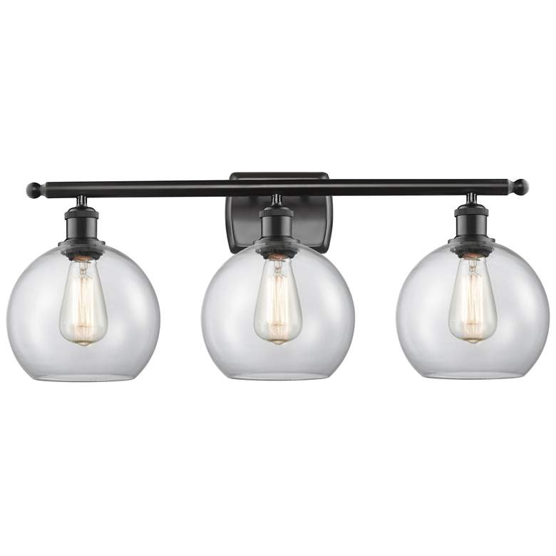 Image 1 Ballston Athens 8" 3 Light 26" Bath Light - Matte Black - Clear S
