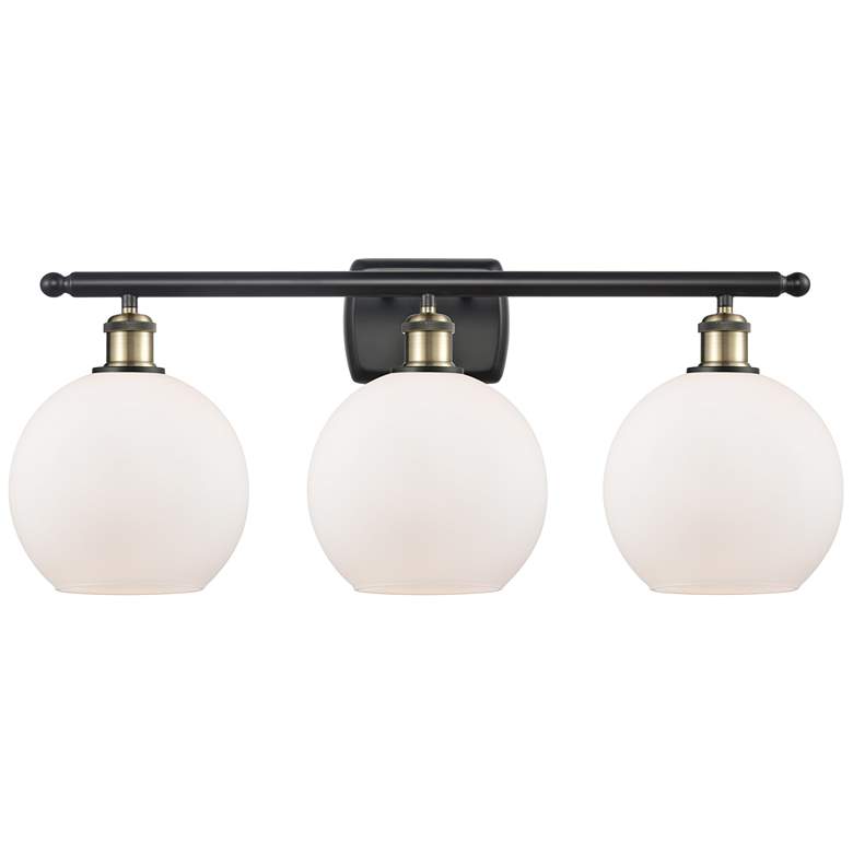 Image 1 Ballston Athens 8" 3 Light 26" LED Bath Light - Black Brass - Whi