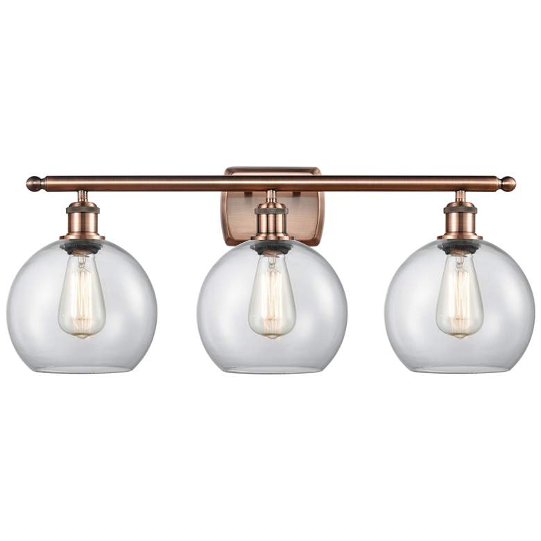 Image 1 Ballston Athens 8" 3 Light 26" LED Bath Light - Copper - Clear Sh