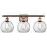Ballston Athens 8" 3 Light 26" LED Bath Light - Copper - Clear Sh