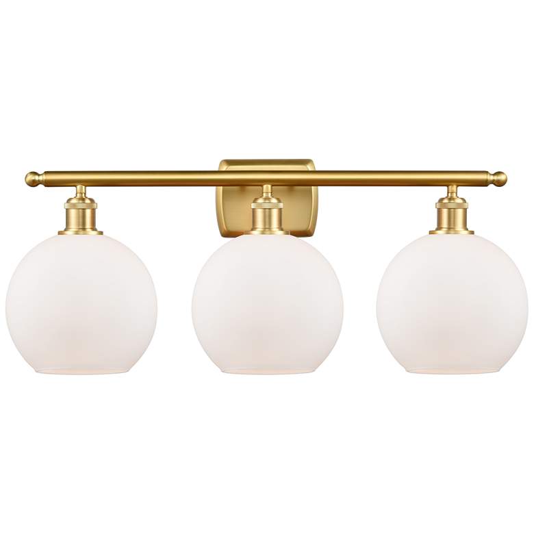 Image 1 Ballston Athens 8" 3 Light 26" LED Bath Light - Satin Gold - Whit