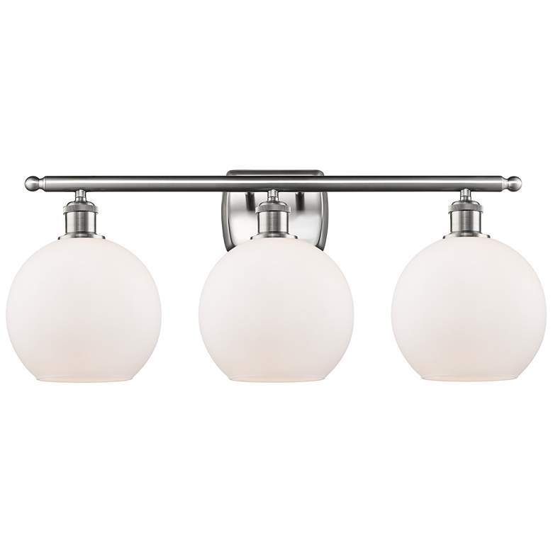 Image 1 Ballston Athens 8" 3 Light 26" LED Bath Light - Satin Nickel - Wh