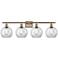 Ballston Athens 8" 4 Light 36" Bath Light - Antique Brass - Clear