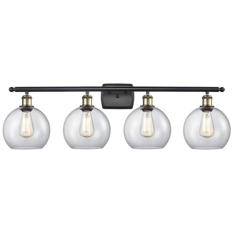 Image 1 Ballston Athens 8" 4 Light 36" Bath Light - Black Brass - Clear S