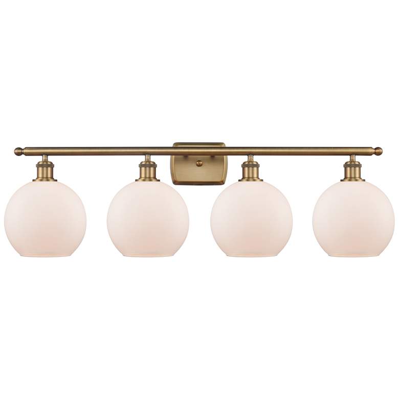 Image 1 Ballston Athens 8" 4 Light 36" Bath Light - Brushed Brass - White