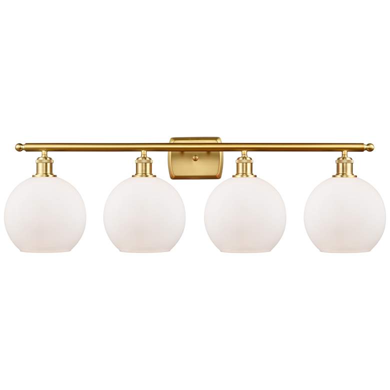 Image 1 Ballston Athens 8" 4 Light 36" Bath Light - Satin Gold - Matte Wh