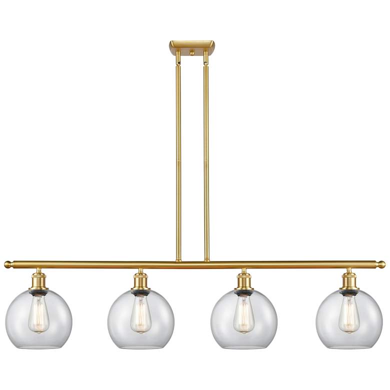 Image 1 Ballston Athens 8" 4 Light 48" Island Light - Satin Gold - Clear