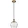Ballston Athens 8" Brushed Brass Corded Mini Pendant w/ Deco Swirl Sha